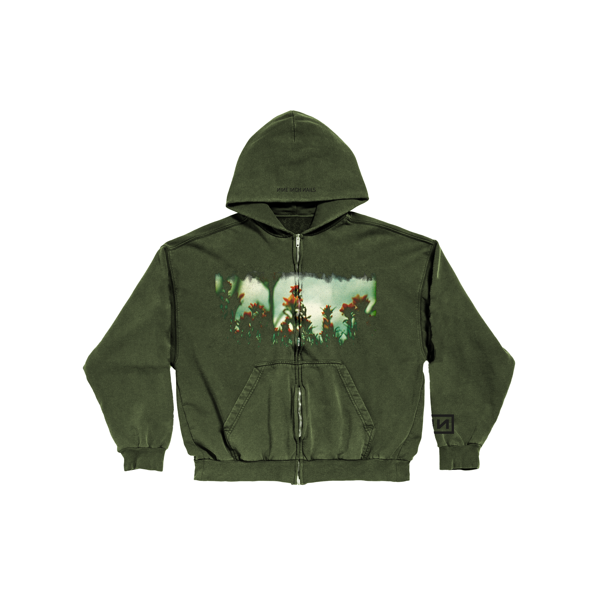 THE FRAGILE WASHED GREEN ZIP-UP HOODIE - Nine Inch Nails Official